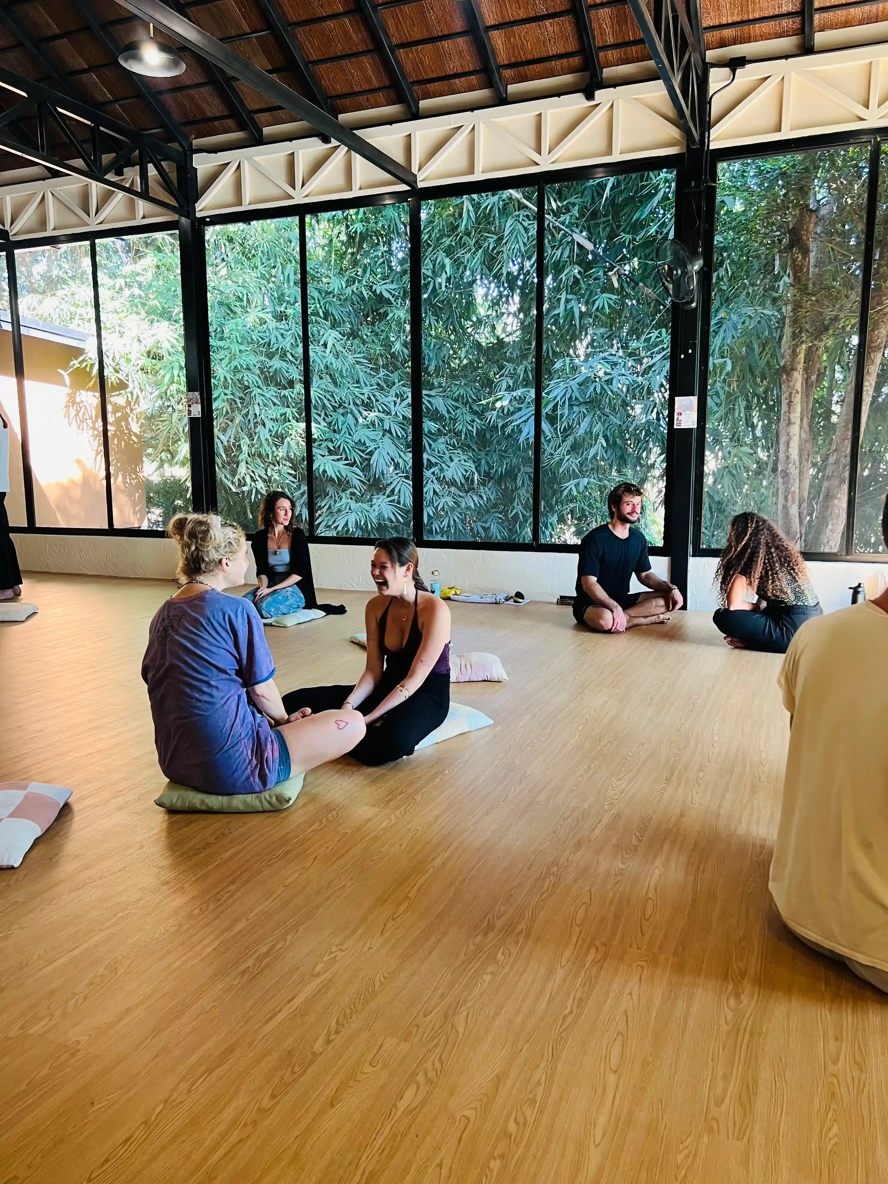 Facilitator holding space during emotional release moment